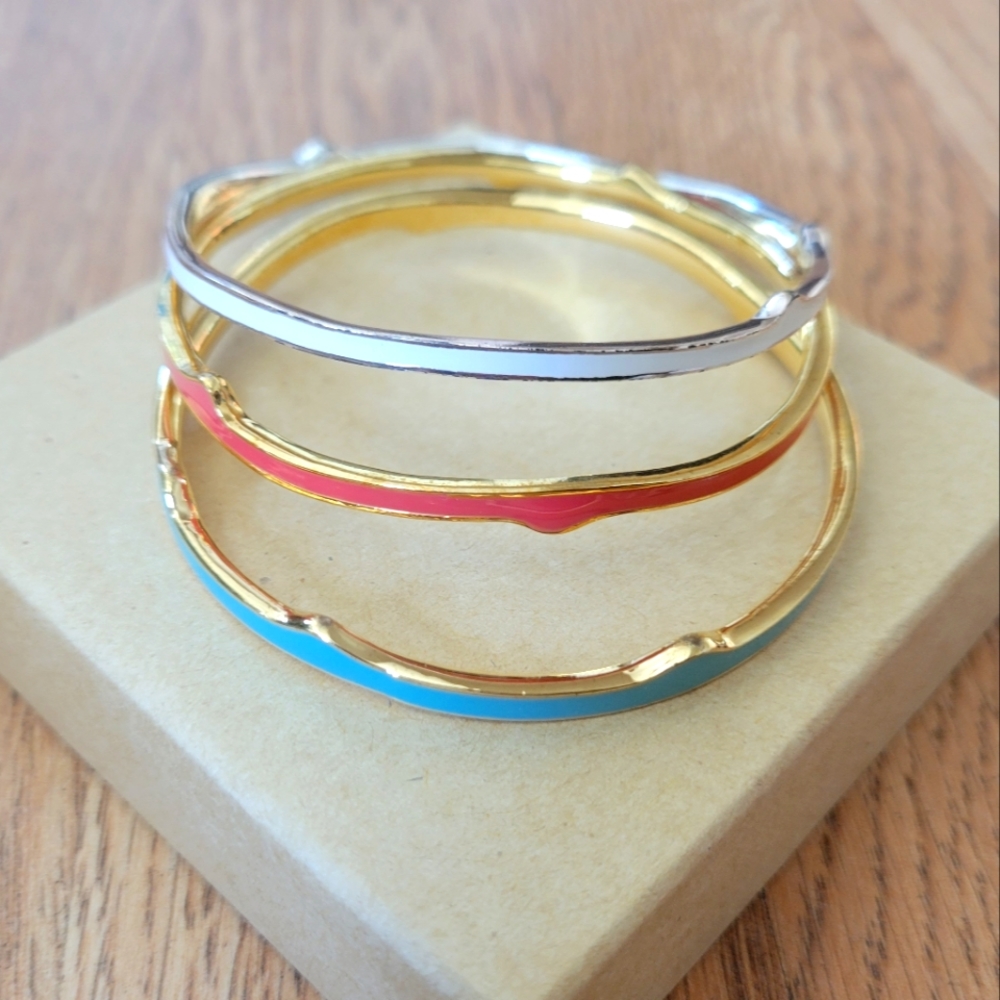 Stella & Dot Carrie Bangle set coral branches